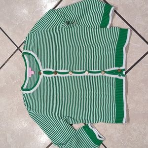 Lilly Pulitzer Green Striped Cardigan Size Medium